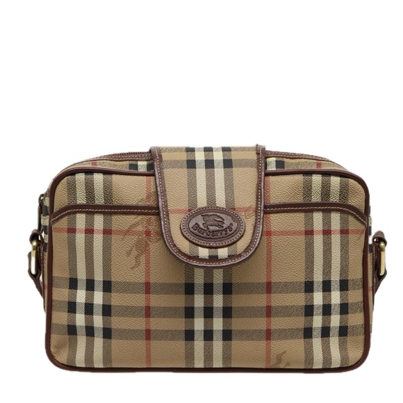 Burberrys Nova Check Shoulder Bag PVC Leather Beige Auth mr265 - Picture 2 of 16